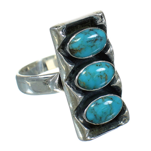 Southwestern Turquoise Jewelry Sterling Silver Ring Size 8-3/4 AX89288